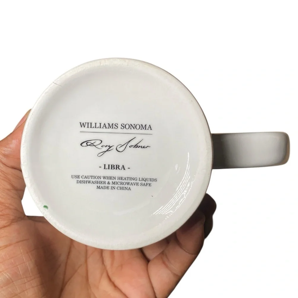 Williams Sonoma Libra Scale w/ Butterflies Black & White Coffee Tea Mug Cup
